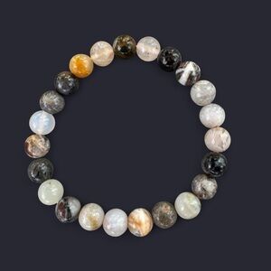 Bamboo Leaf Agate Gemstone Bead Bracelet 8mm